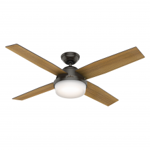  59251 - Hunter 52 inch Dempsey Matte Black Damp Rated Ceiling Fan with LED Light Kit and Handheld Remote