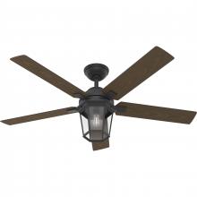  50948 - Hunter 52 inch Candle Bay Natural Black Iron Damp Rated Ceiling Fan with LED Light Kit and Handheld