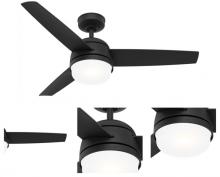  51472 - Hunter 48 inch Midtown Matte Black Ceiling Fan with LED Light Kit and Handheld Remote