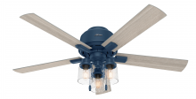  50312 - Hunter 52 inch Hartland Indigo Blue Low Profile Ceiling Fan with LED Light Kit and Pull Chain