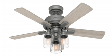  50649 - Hunter 44 inch Hartland Matte Silver Ceiling Fan with LED Light Kit and Pull Chain