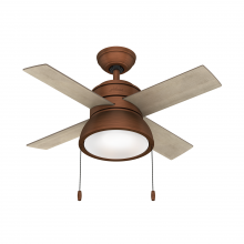  51042 - Hunter 36 inch Loki Weathered Copper Ceiling Fan with LED Light Kit and Pull Chain