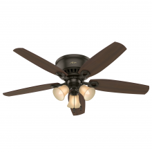  53327 - Hunter 52 inch Builder New Bronze Low Profile Ceiling Fan with LED Light Kit and Pull Chain