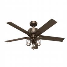  51690 - Hunter 52 inch Lawndale Satin Bronze Damp Rated Ceiling Fan with LED Light Kit and Pull Chain