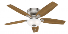  53380 - Hunter 52 inch Kenbridge Brushed Nickel Low Profile Ceiling Fan with LED Light Kit and Pull Chain