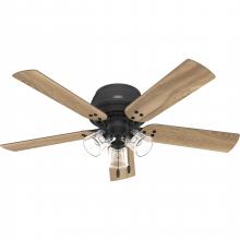  52378 - Hunter 52 inch Shady Grove Matte Black Low Profile Ceiling Fan with LED Light Kit and Pull Chain