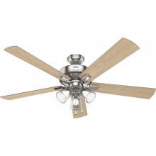  51097 - Hunter 60 inch Crestfield Brushed Nickel Ceiling Fan with LED Light Kit and Pull Chain