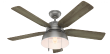  59308 - Hunter 52 inch Mill Valley Matte Silver Damp Rated Ceiling Fan with LED Light Kit and Pull Chain
