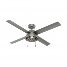  50339 - Hunter 52 inch Spring Mill Matte Silver Damp Rated Ceiling Fan with LED Light Kit and Pull Chain