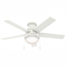  59269 - Hunter 46 inch Anslee Fresh White Low Profile Ceiling Fan with LED Light Kit and Pull Chain
