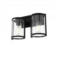  48000 - Hunter Astwood Matte Black with Clear Glass 2 Light Bathroom Vanity Wall Light Fixture