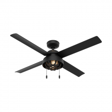  50336 - Hunter 52 inch Spring Mill Matte Black Damp Rated Ceiling Fan with LED Light Kit and Pull Chain