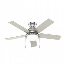  51449 - Hunter 44 inch Aren Brushed Nickel Low Profile Ceiling Fan with LED Light Kit and Pull Chain