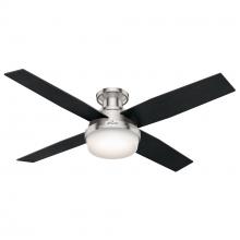  59241 - Hunter 52 inch Dempsey Brushed Nickel Low Profile Ceiling Fan with LED Light Kit and Handheld Remote