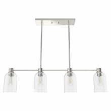  19714 - Hunter Lochemeade Brushed Nickel with Clear Seeded Glass 4 Light Chandelier Ceiling Light Fixture