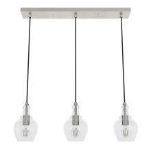  19901 - Hunter Maple Park Brushed Nickel with Clear Glass 3 Light Pendant Cluster Ceiling Light Fixture