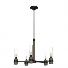  19474 - Hunter River Mill Rustic Iron and French Oak with Seeded Glass 5 Light Chandelier Ceiling Light Fixt
