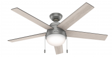 50230 - Hunter 52 inch Anslee Matte Silver Ceiling Fan with LED Light Kit and Pull Chain