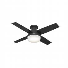  52390 - Hunter 44 inch Dempsey Matte Black Low Profile Ceiling Fan with LED Light Kit and Handheld Remote