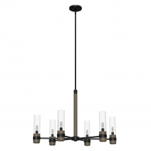  19476 - Hunter River Mill Rustic Iron and French Oak with Seeded Glass 6 Light Chandelier Ceiling Light Fixt