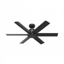  51180 - Hunter 52 inch Kennicott Matte Black Damp Rated Ceiling Fan and Wall Control