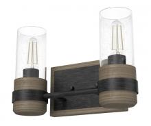  19464 - Hunter River Mill Rustic Iron and French Oak with Seeded Glass 2 Light Bathroom Vanity Wall Light Fi