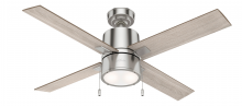  54214 - Hunter 52 inch Beck Brushed Nickel Ceiling Fan with LED Light Kit and Pull Chain