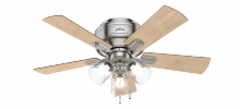 52154 - Hunter 42 inch Crestfield Brushed Nickel Low Profile Ceiling Fan with LED Light Kit and Pull Chain