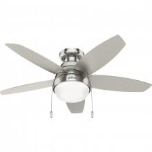  51223 - Hunter 44 inch Lilliana Brushed Nickel Low Profile Ceiling Fan with LED Light Kit and Pull Chain