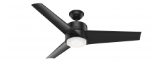  59471 - Hunter 54 inch Havoc Matte Black WeatherMax Indoor / Outdoor Ceiling Fan with LED Light Kit and Wall