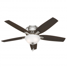  53315 - Hunter 52 inch Newsome Brushed Nickel Low Profile Ceiling Fan with LED Light Kit and Pull Chain