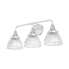 Hunter 19353 - Hunter Cypress Grove Brushed Nickel with Clear Holophane Glass 3 Light Bathroom Vanity Wall Light