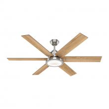  59462 - Hunter 60 inch Warrant Brushed Nickel Ceiling Fan with LED Light Kit and Wall Control
