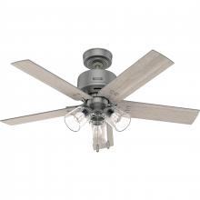  51699 - Hunter 44 inch Sencillo Matte Silver Ceiling Fan with LED Light Kit and Pull Chain