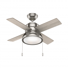 51040 - Hunter 36 inch Loki Brushed Nickel Ceiling Fan with LED Light Kit and Pull Chain