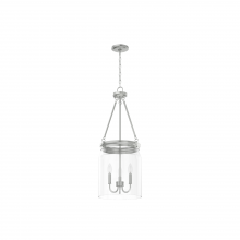  19154 - Hunter Devon Park Brushed Nickel with Clear Glass 3 Light Pendant Ceiling Light Fixture