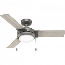  51265 - Hunter 44 inch Mesquite Matte Silver Ceiling Fan with LED Light Kit and Pull Chain