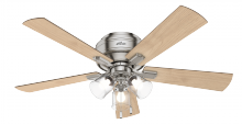  54209 - Hunter 52 inch Crestfield Brushed Nickel Low Profile Ceiling Fan with LED Light Kit and Pull Chain