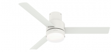  51840 - Hunter 52 inch Gilmour Matte White Low Profile Damp Rated Ceiling Fan with LED Light Kit and Handhel