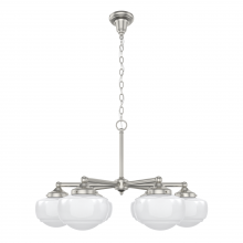  19062 - Hunter Saddle Creek Brushed Nickel with Cased White Glass 6 Light Chandelier Ceiling Light Fixture