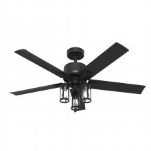  51689 - Hunter 52 inch Lawndale Matte Black Damp Rated Ceiling Fan with LED Light Kit and Pull Chain