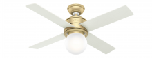  52313 - Hunter 44 inch Hepburn Modern Brass Ceiling Fan with LED Light Kit and Wall Control