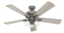  51019 - Hunter 52 inch Crestfield Matte Silver Ceiling Fan with LED Light Kit and Pull Chain
