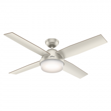  59450 - Hunter 52 inch Dempsey Matte Nickel Damp Rated Ceiling Fan with LED Light Kit and Handheld Remote