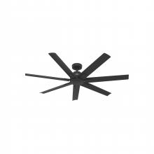  51590 - Hunter 60 inch Downtown Matte Black Damp Rated Ceiling Fan and Wall Control
