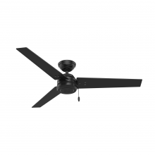  59264 - Hunter 52 inch Cassius Matte Black Damp Rated Ceiling Fan and Pull Chain