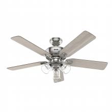  51596 - Hunter 52 inch Rosner Brushed Nickel Ceiling Fan with LED Light Kit and Pull Chain