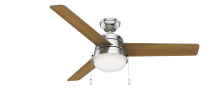  50380 - Hunter 52 inch Aker Brushed Nickel Ceiling Fan with LED Light Kit and Pull Chain