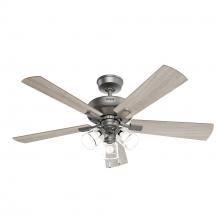  52534 - Hunter 52 inch Crestfield Matte Silver Ceiling Fan with LED Light Kit and Pull Chain