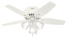  51077 - Hunter 42 inch Newsome Fresh White Low Profile Ceiling Fan with LED Light Kit and Pull Chain